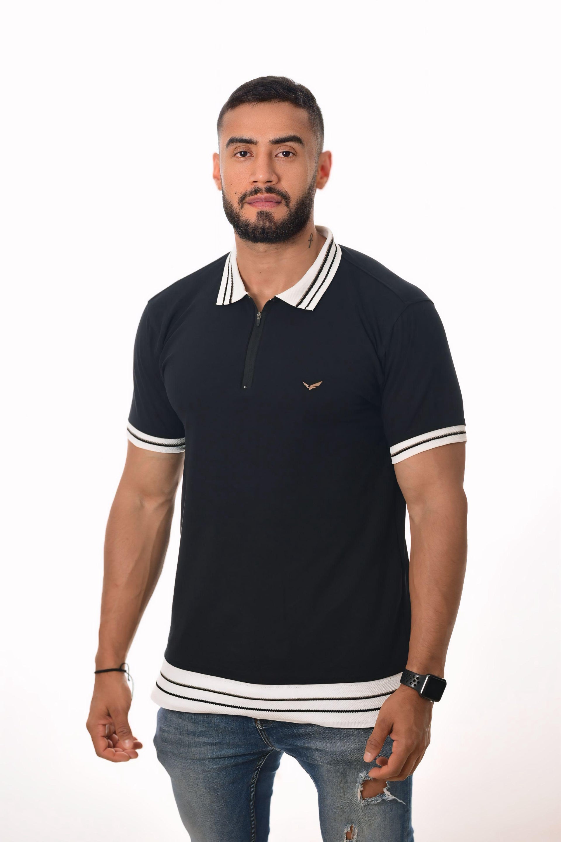 Polos Focus Cierre y Detalles Tejidos Negro