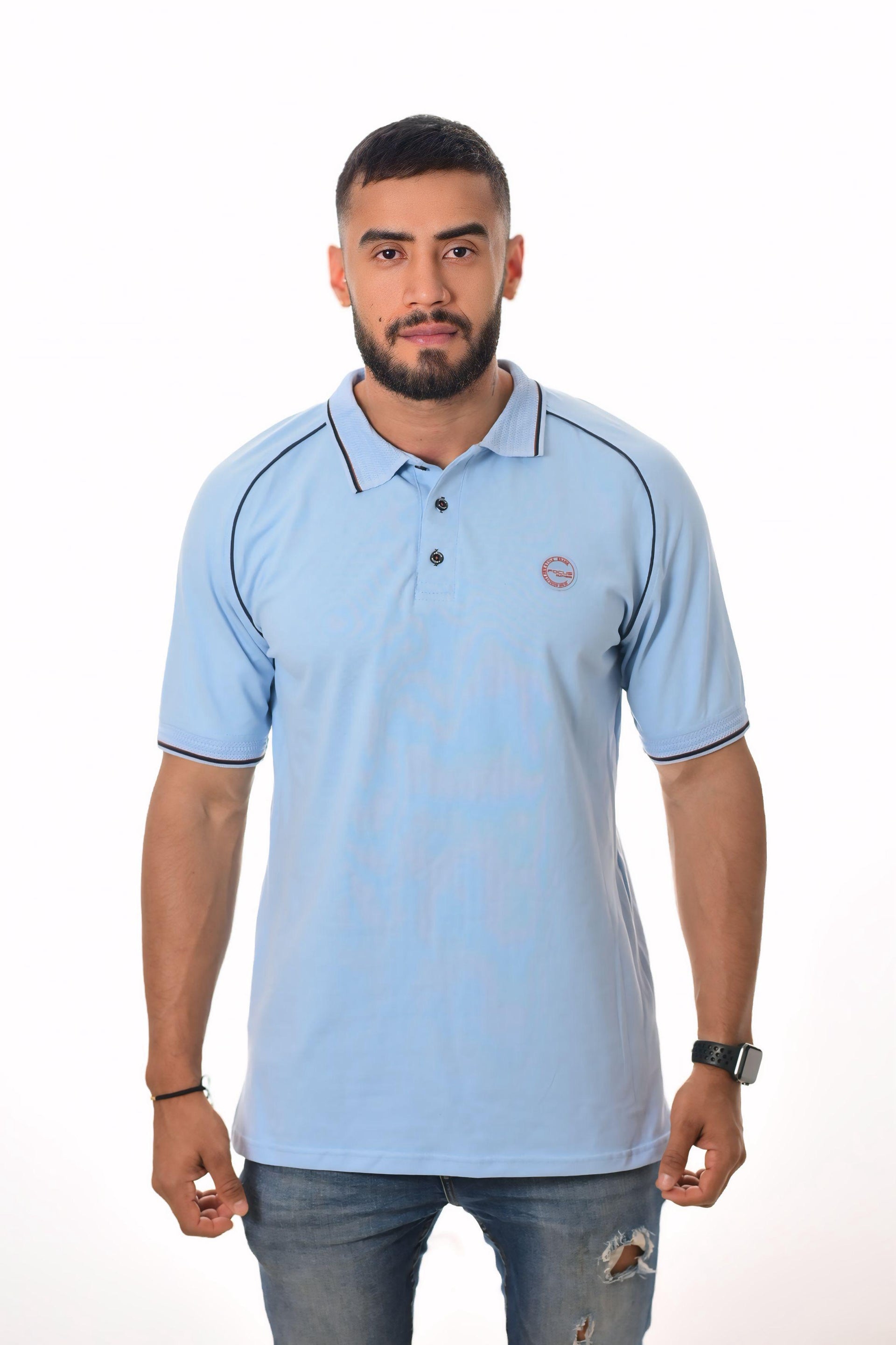 Polos Focus Manga Ranglan Azul Claro