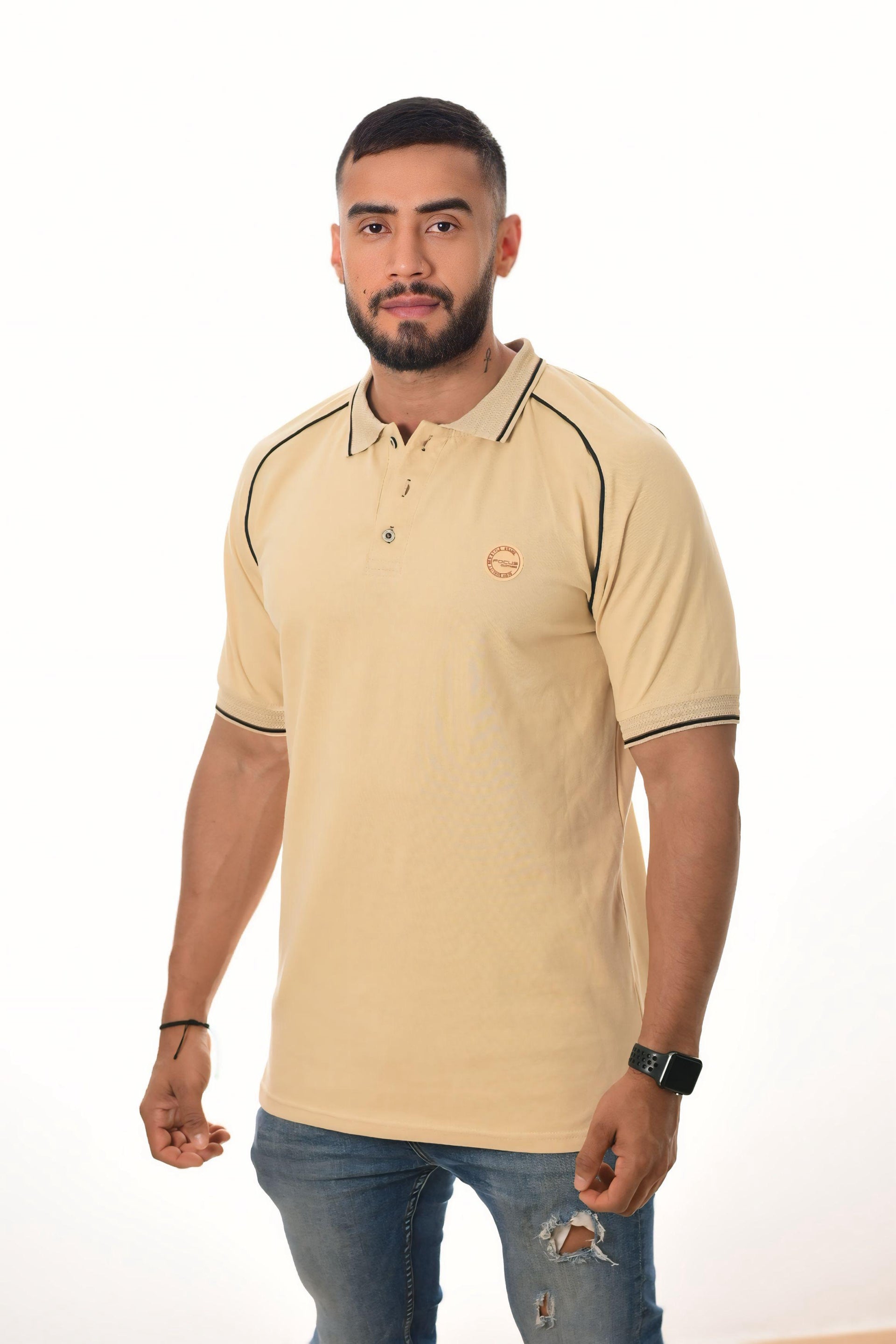 Polos Focus Manga Ranglan Beige