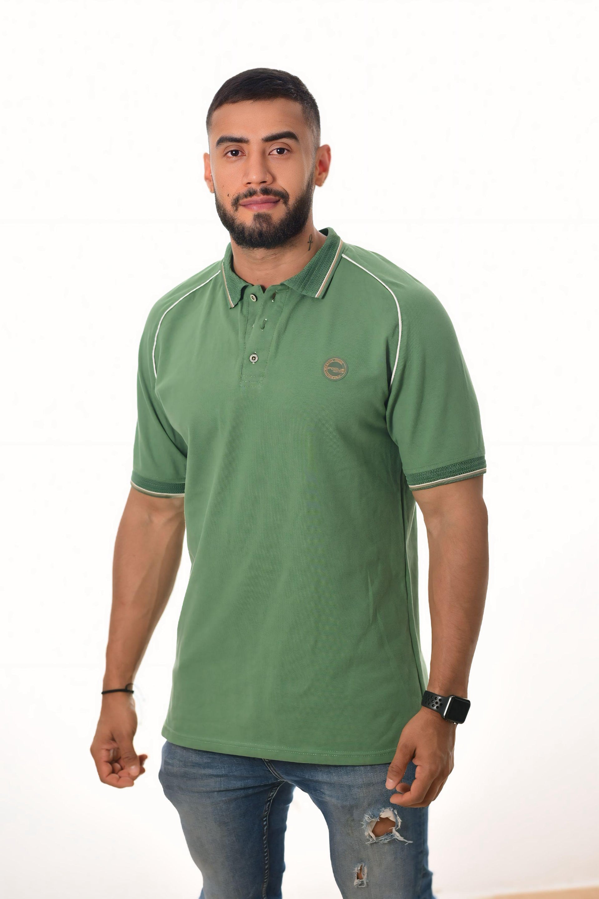 Polos Focus Manga Ranglan Verde Palma