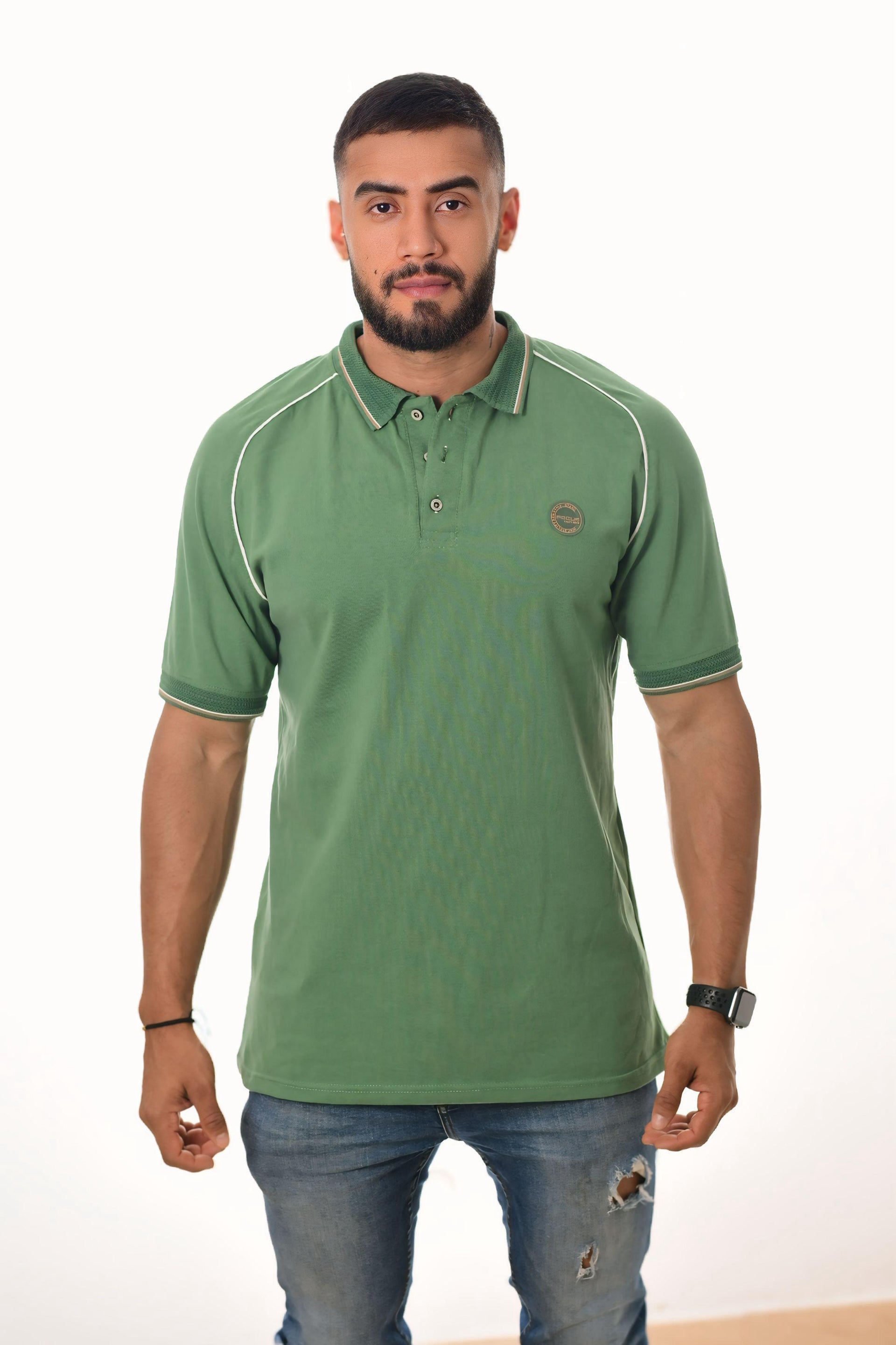 Polos Focus Manga Ranglan Verde Palma