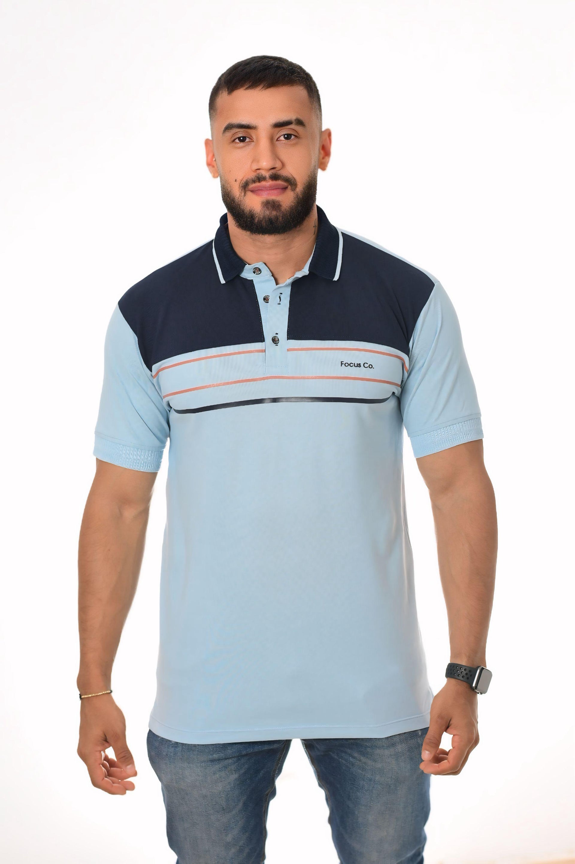 Polos Focus Bloques Azul Oscuro - Azul Medio