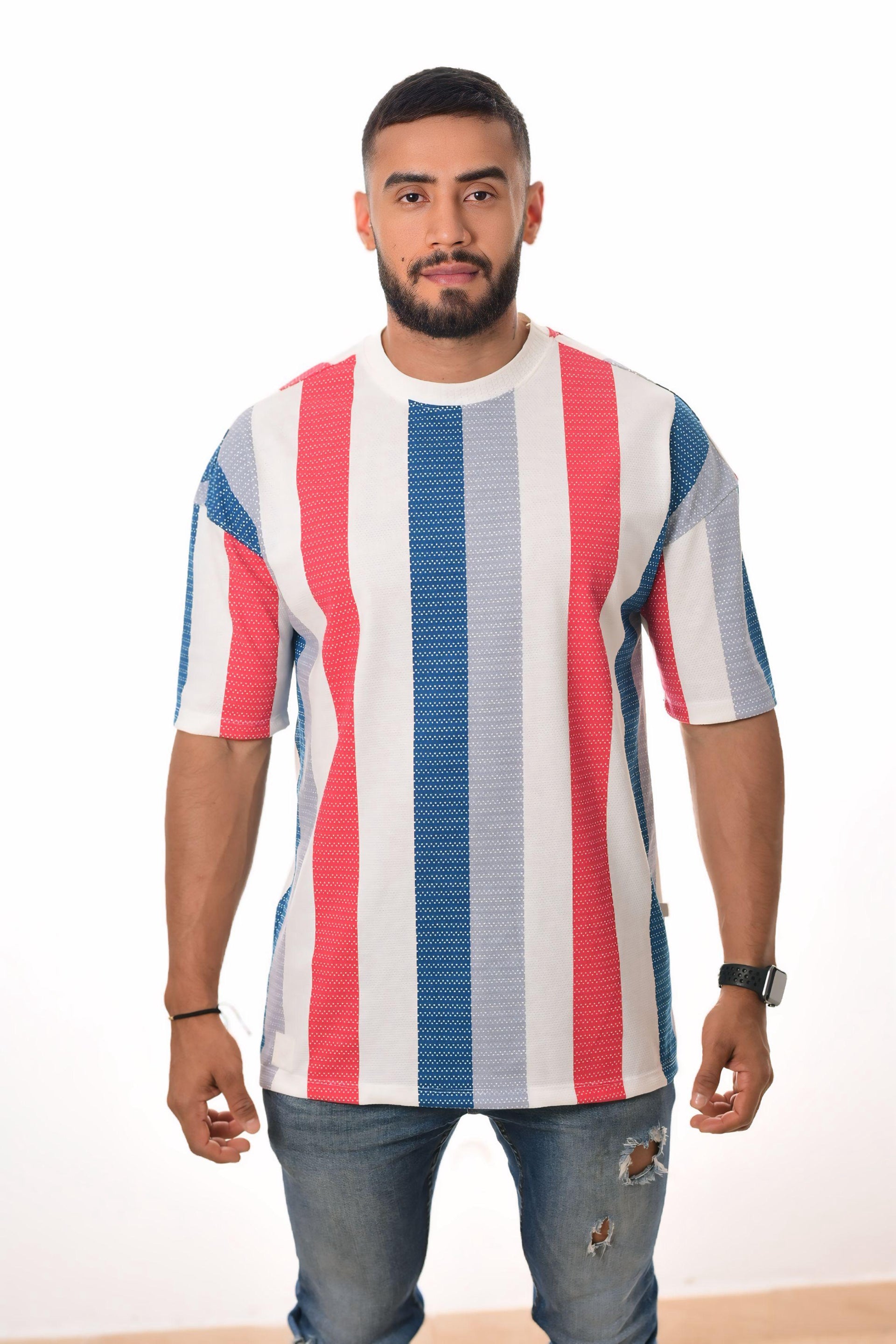 Oversize Focus Rayas Hombre Textura